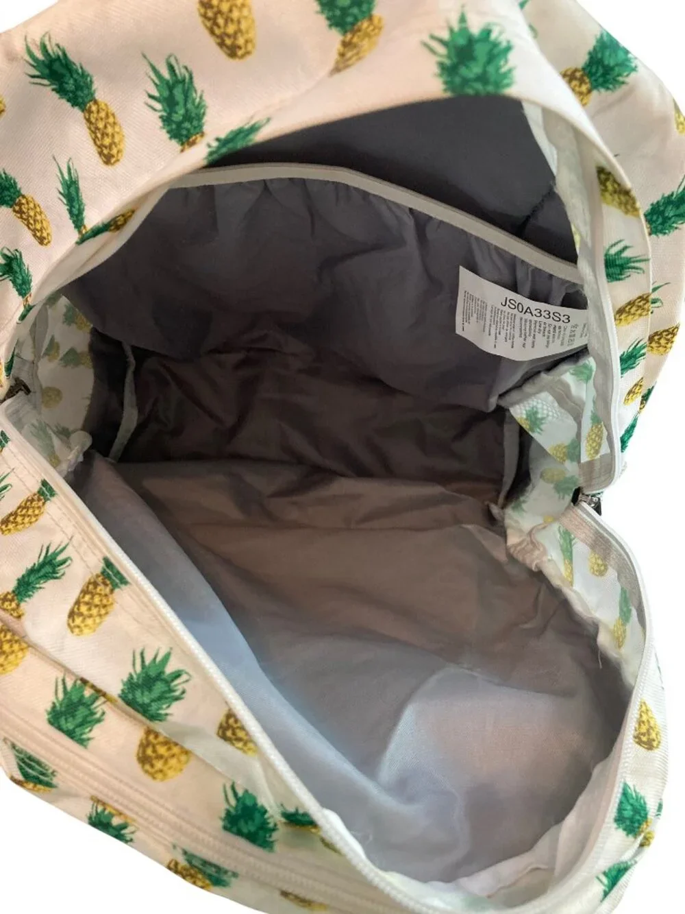 Large JANSPORT Student School Laptop Backpack PINEAPPLE Faux Leather Bottom
